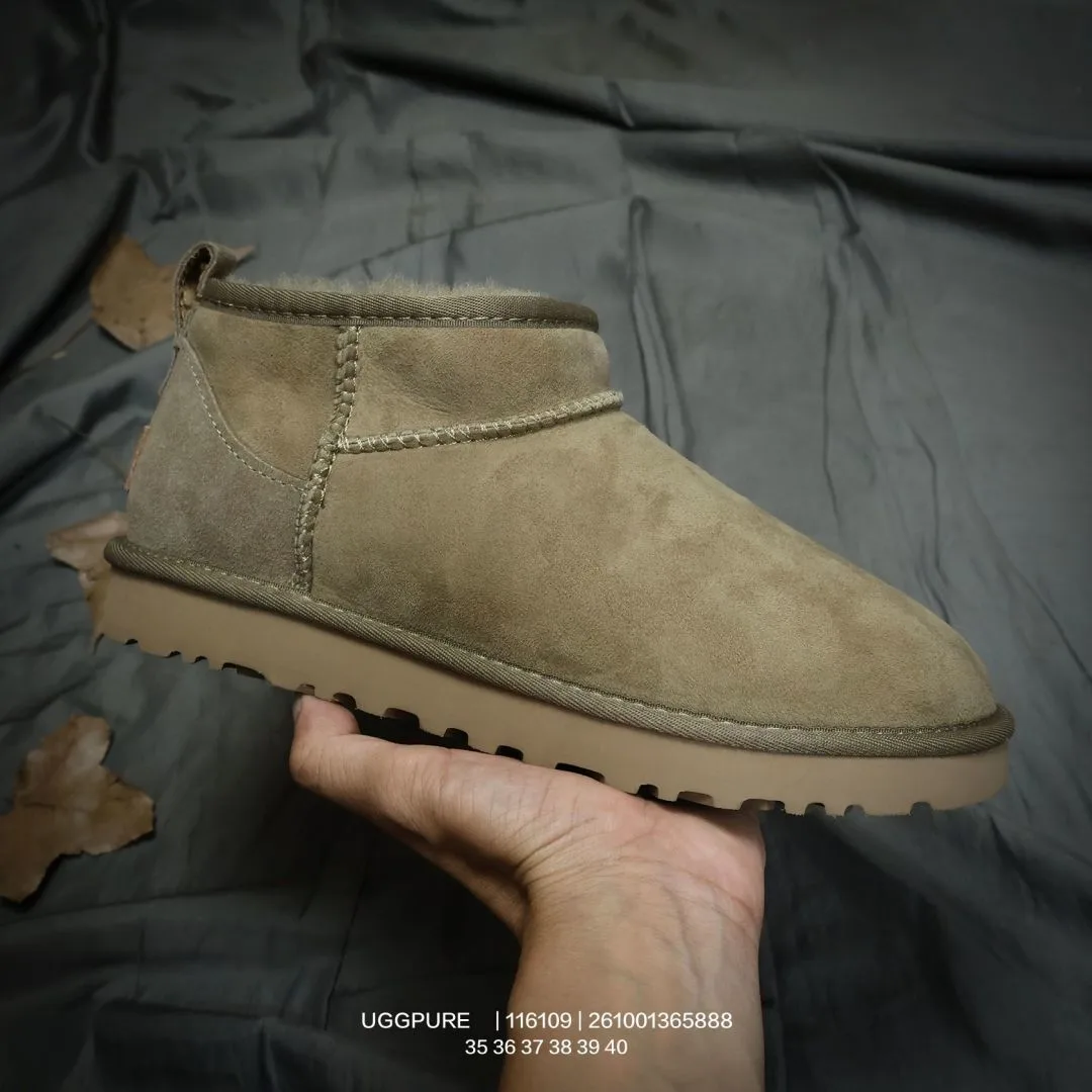 UGG Wool Suede-Look Ankle Boots in Green · view 1