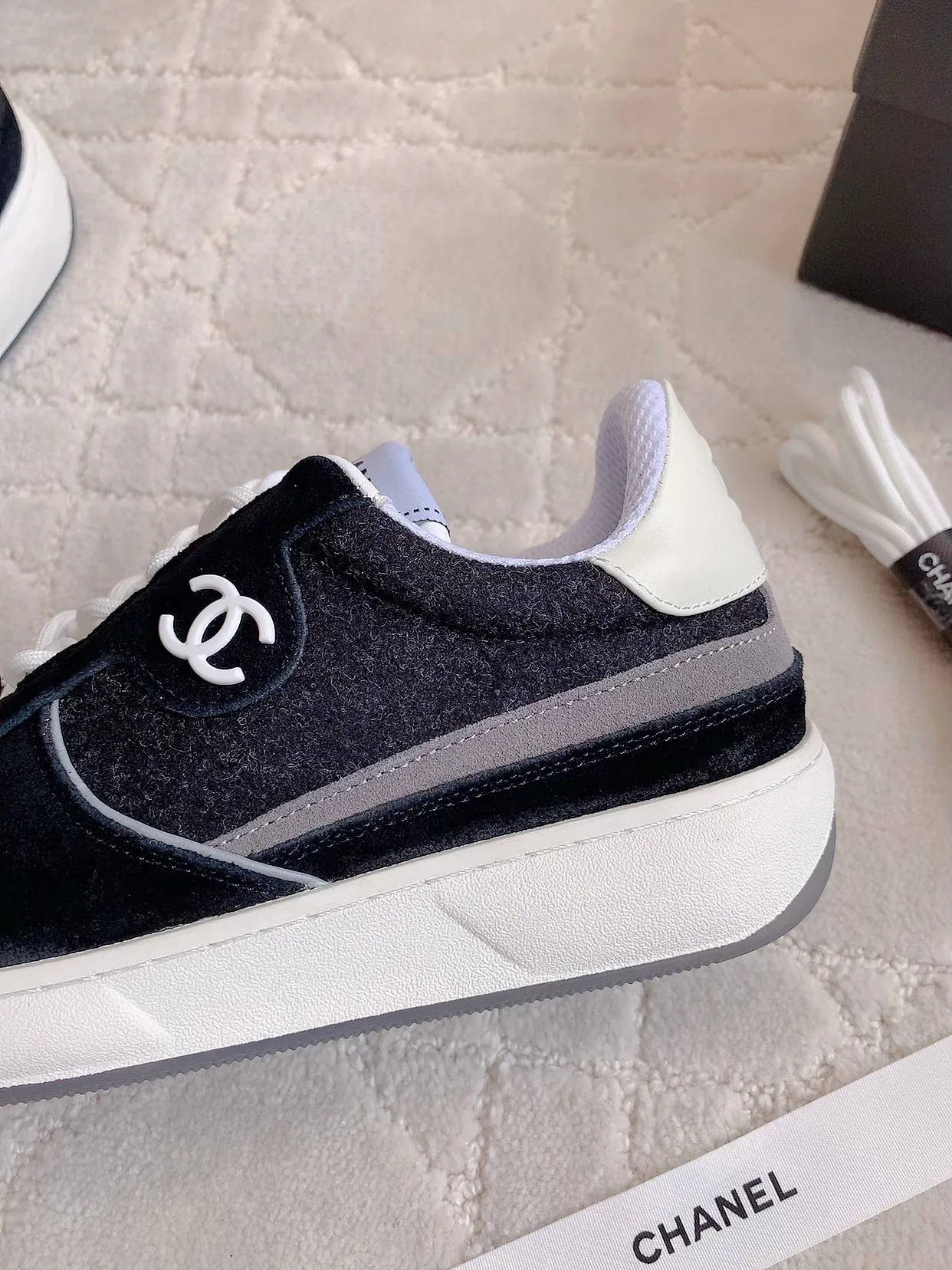 Chanel Cowhide Sneakers in Black · view 7