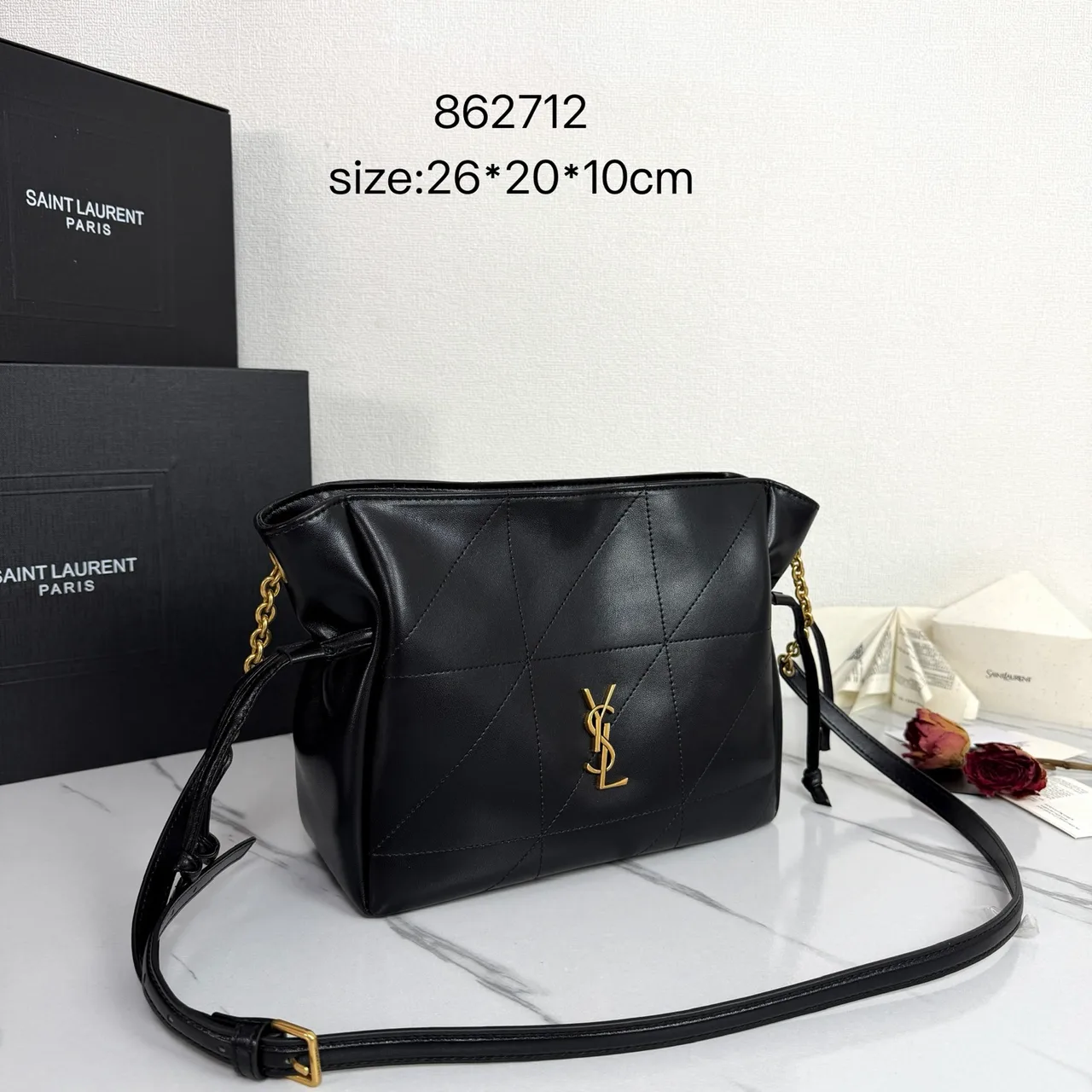 Saint Laurent Quilted Crossbody Bag in Black · view 2