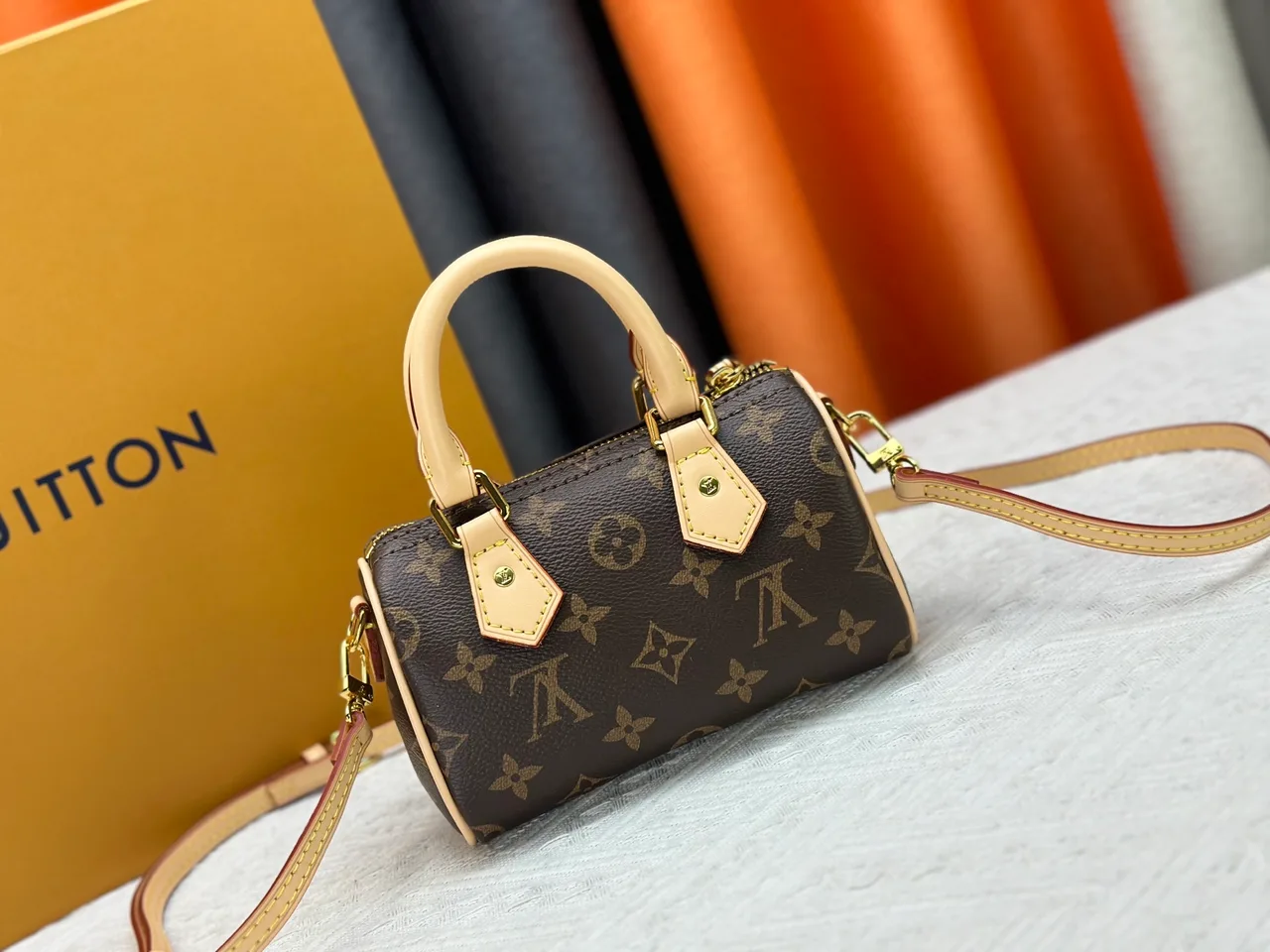 Louis Vuitton Leather Nano Speedy Handbag in Brown · view 3