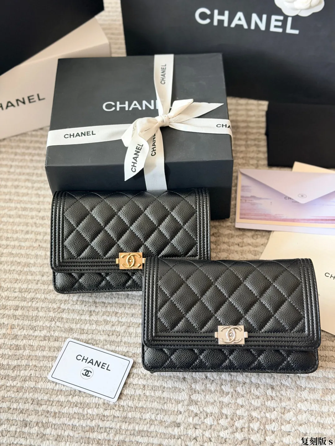 Chanel Boy Chain Wallet in Black · view 8