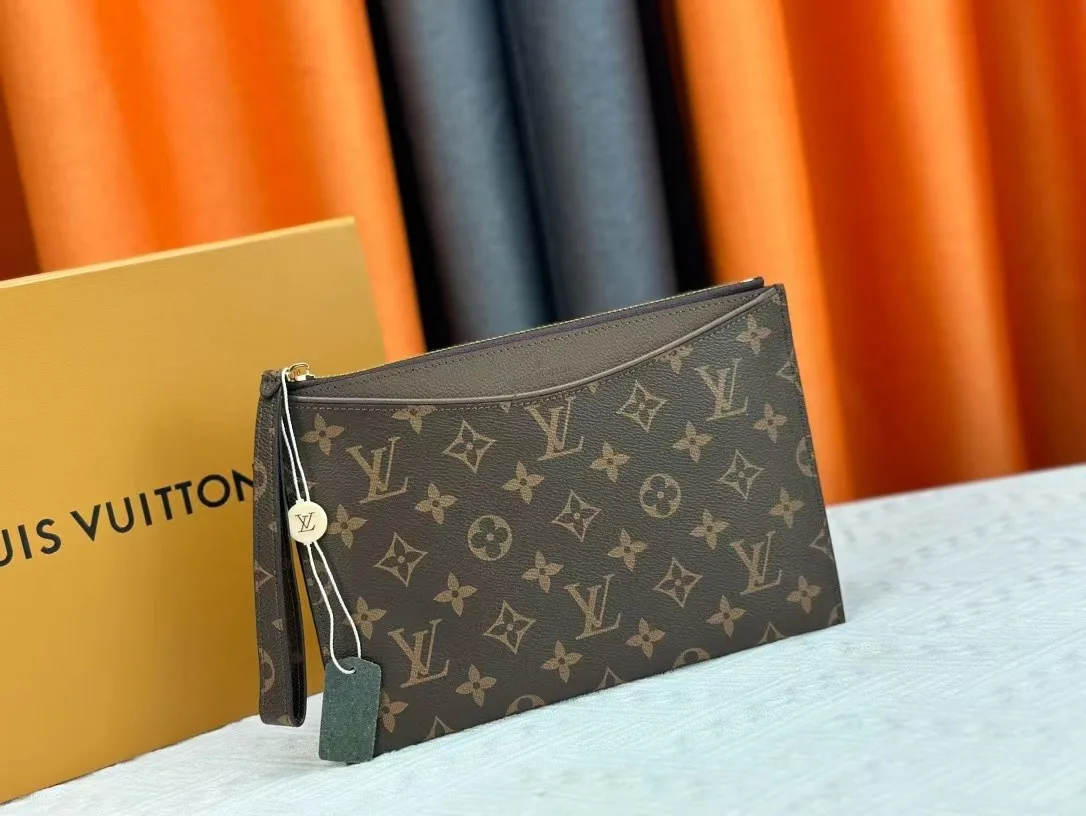 Louis Vuitton Calfskin Wristlet Pouch in Brown · view 2