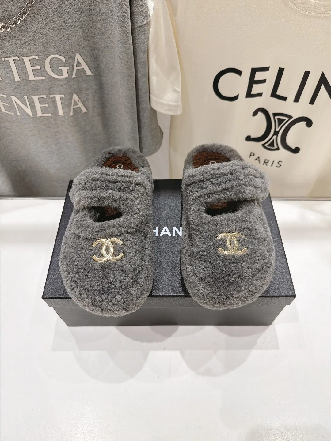 Chanel Slippers in Grey · view 1