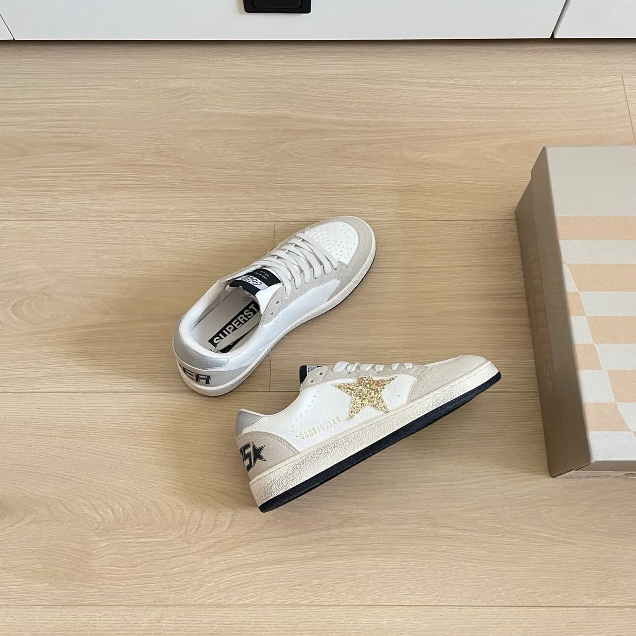 Golden Goose Calfskin Star Low-Top Sneakers in White · view 6