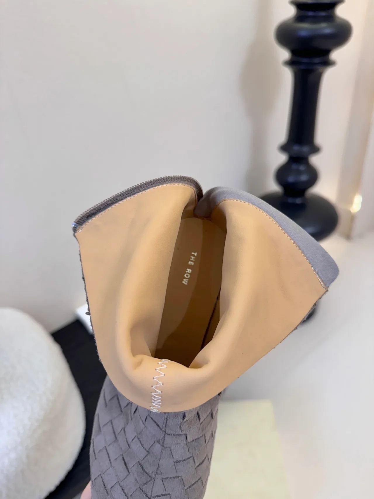 The Row Woven Round-Toe Ankle Boots in Grey · view 8
