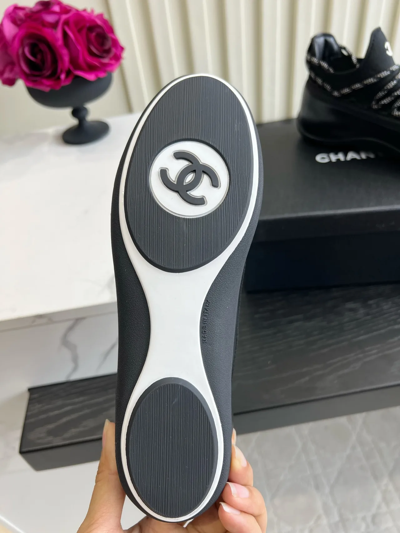 Chanel Sheepskin Sneakers in Black · view 6