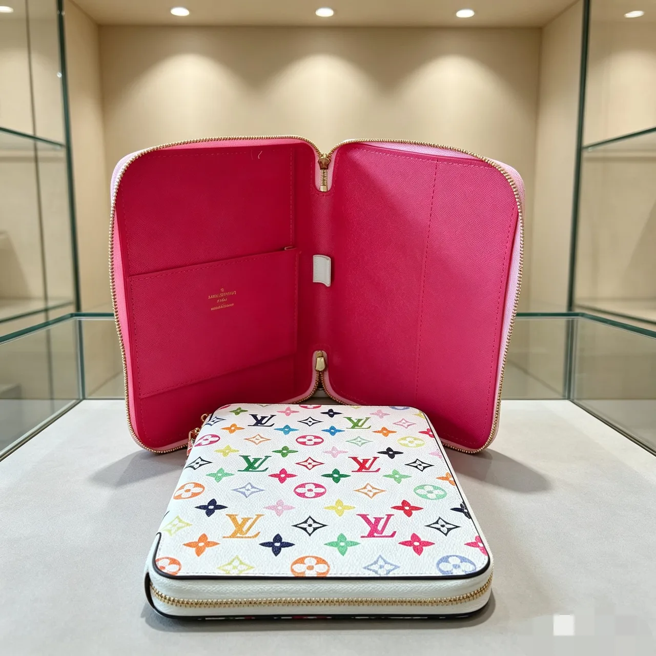 Louis Vuitton Zip Organizer in Brown & White & Grey & Pink · view 3