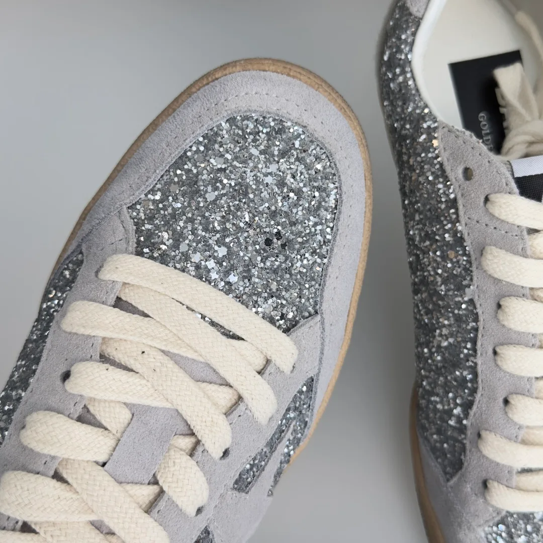 Golden Goose Cowhide Ball Star Sneakers in Silver · view 7