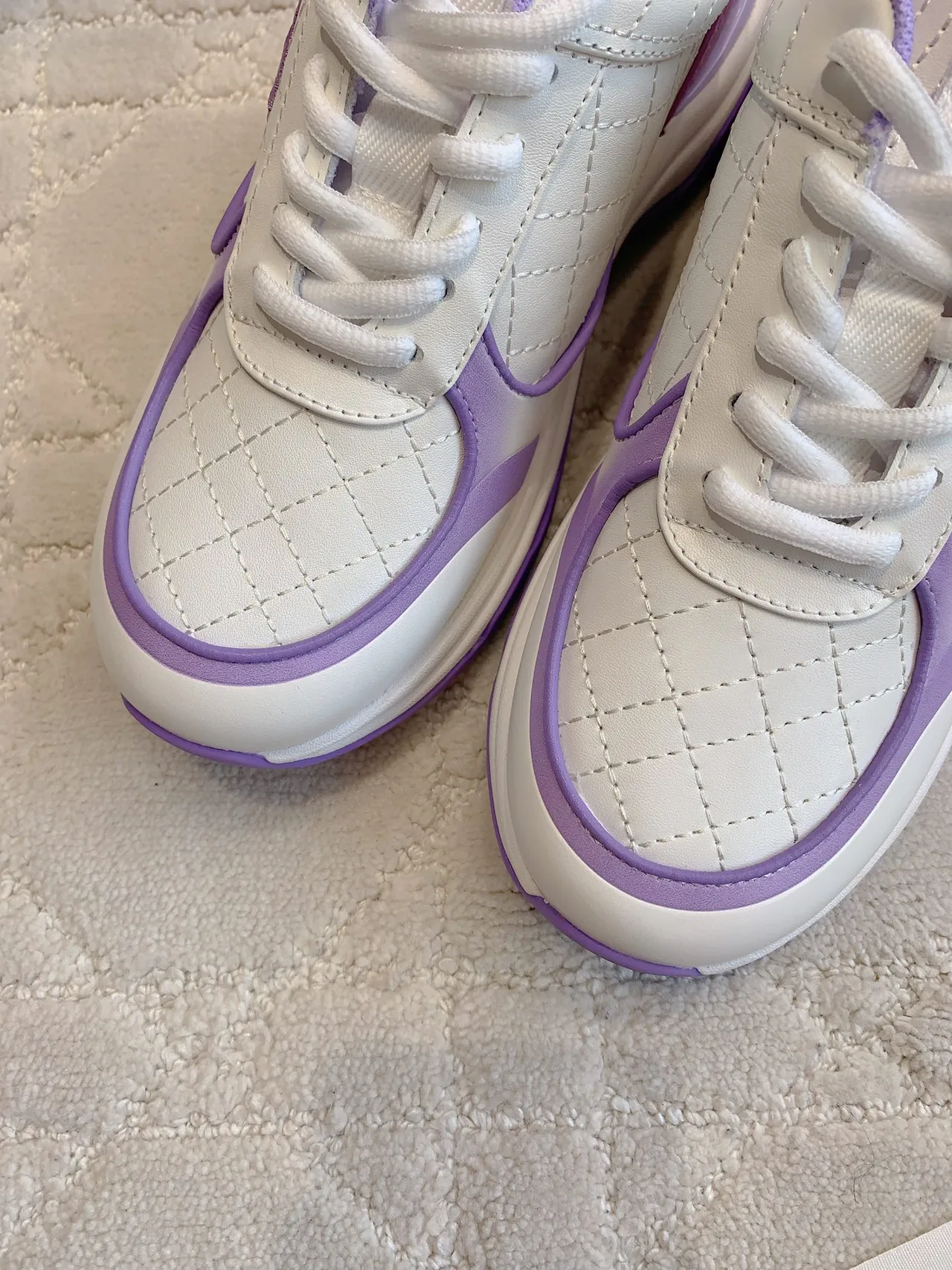 Chanel Quilted Sneakers in White · view 5