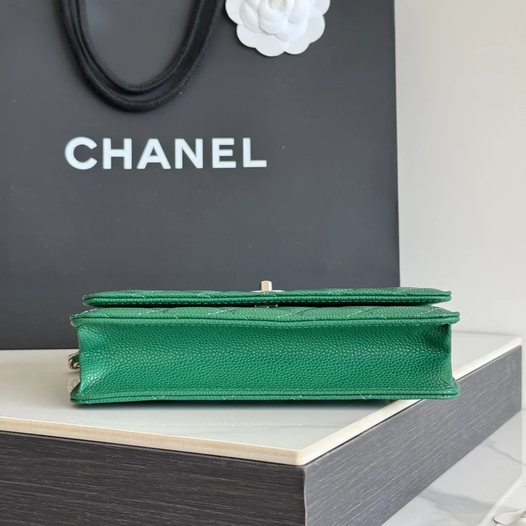 Chanel Calfskin Quilted Clutch in Green · view 5