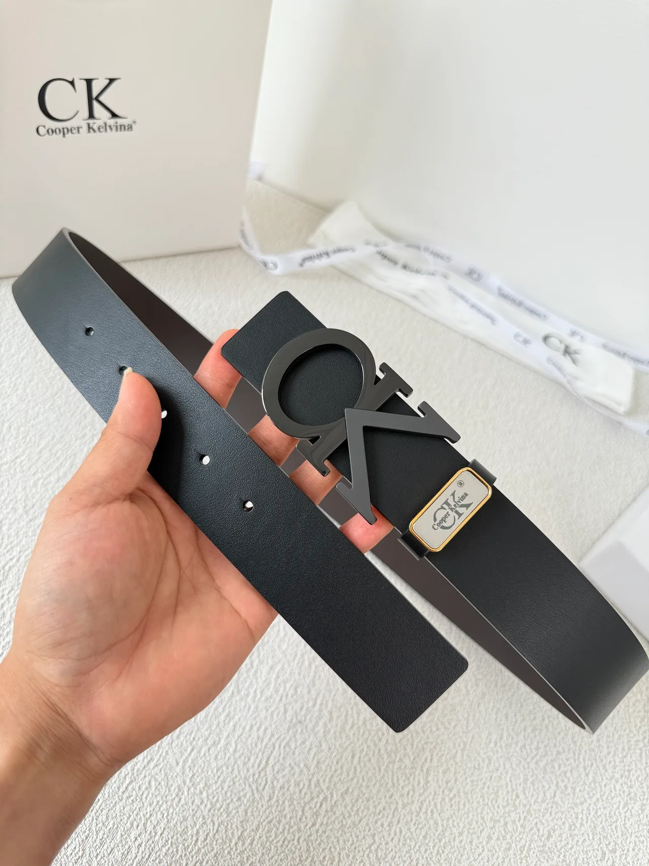 Cooper Kelvina CK Letter Buckle Belt in Black · view 6