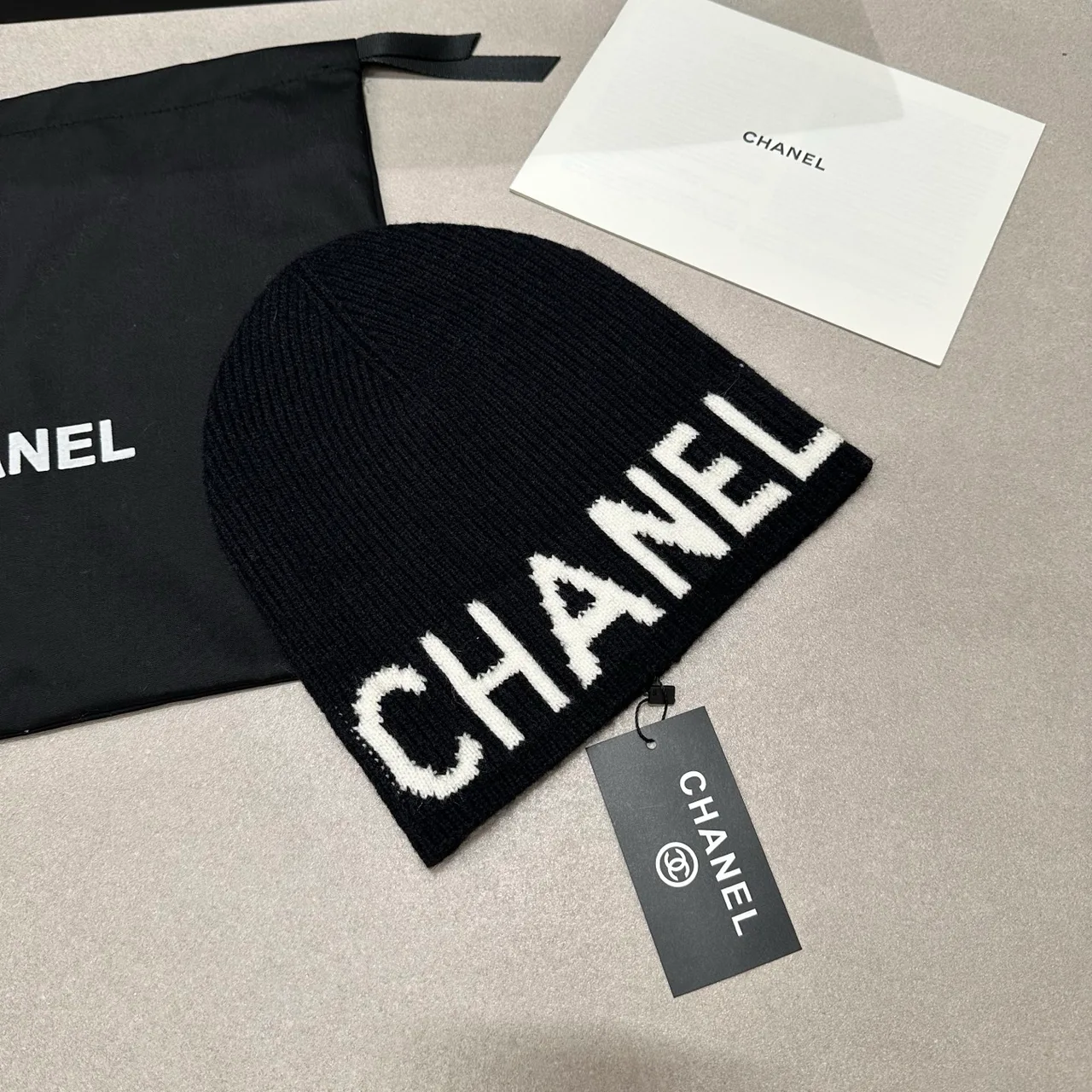 Chanel Letter Beanie in Black & White · view 4