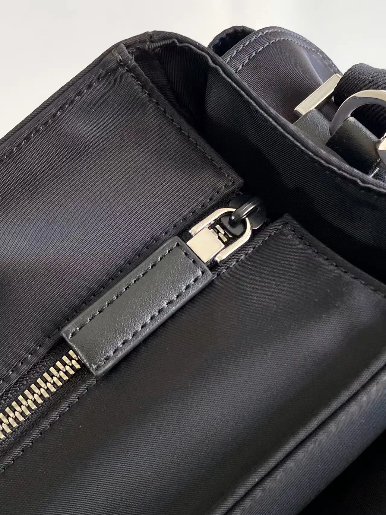 Prada Buckle-Detail Flap Shoulder Bag in Black · view 6
