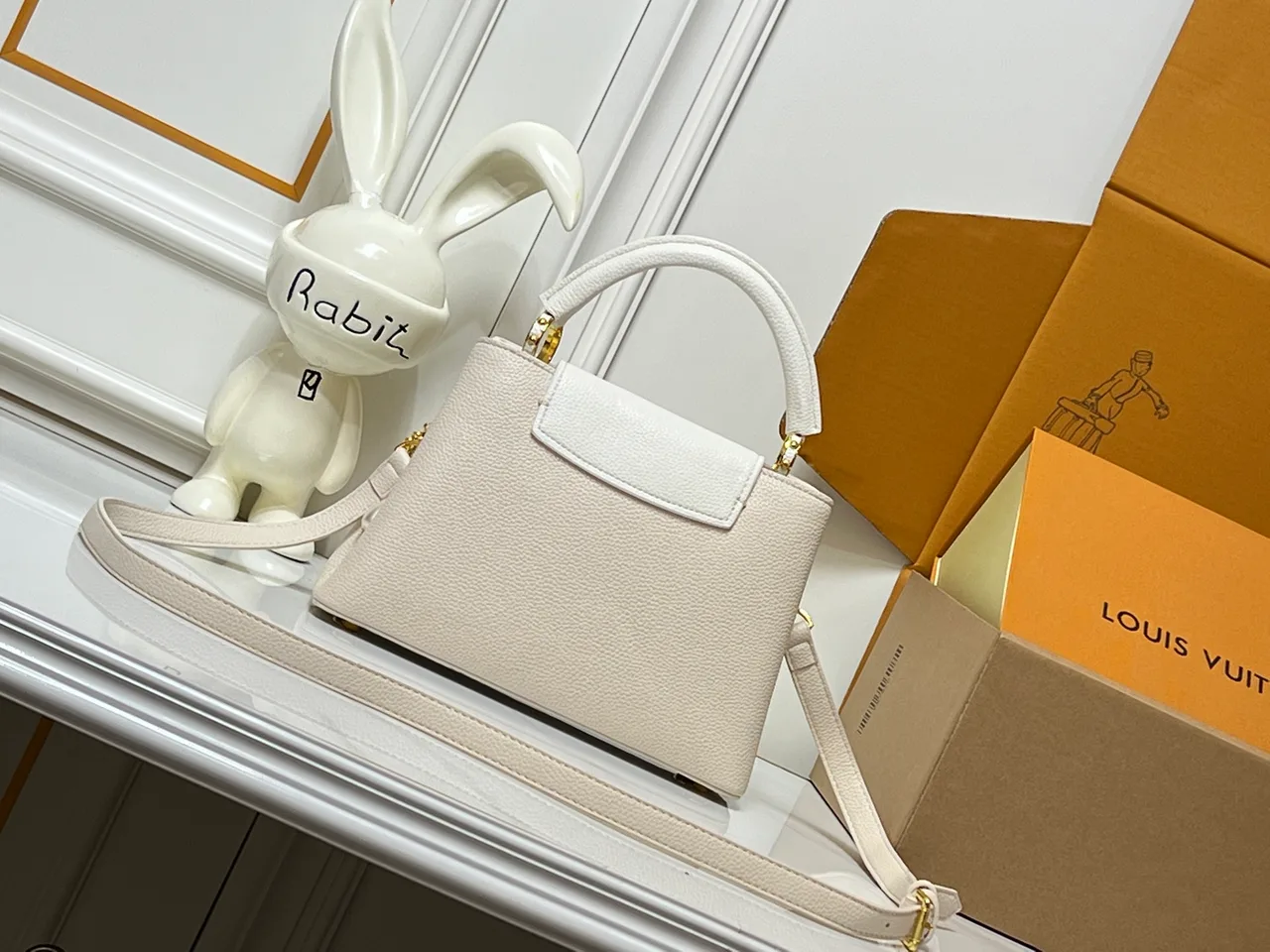 Louis Vuitton Cowhide Smooth Top-Handle Bag in White · view 4