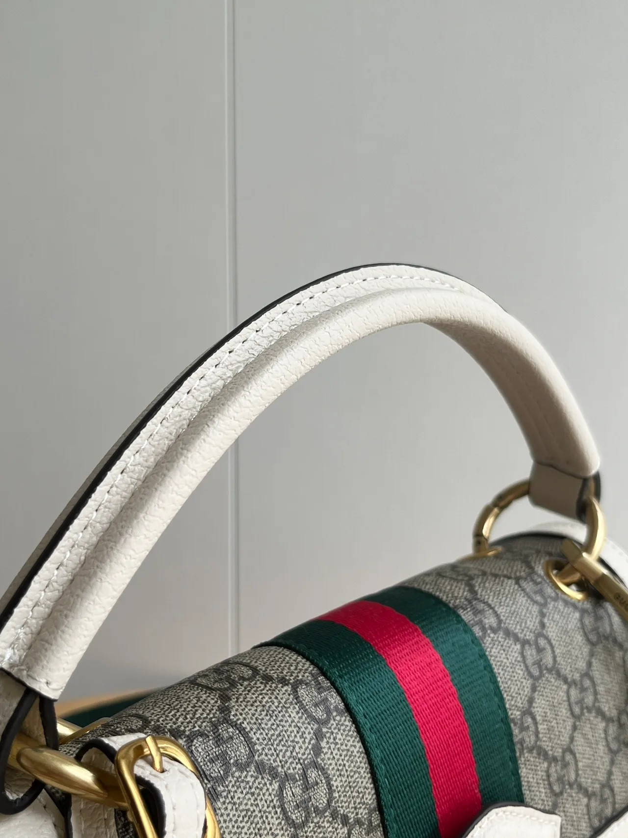 Gucci Striped Top-Handle Bag in Beige · view 7