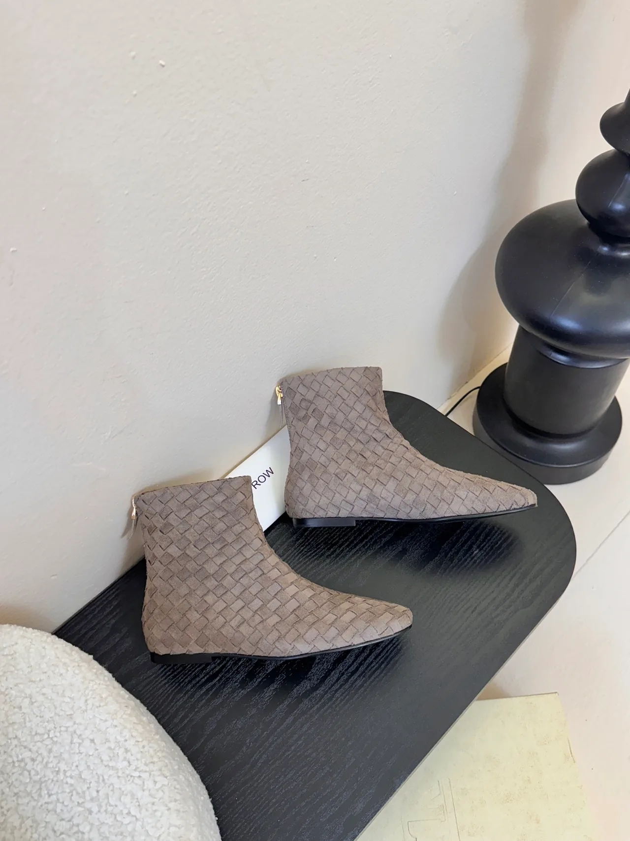 The Row Woven Round-Toe Ankle Boots in Grey · view 6