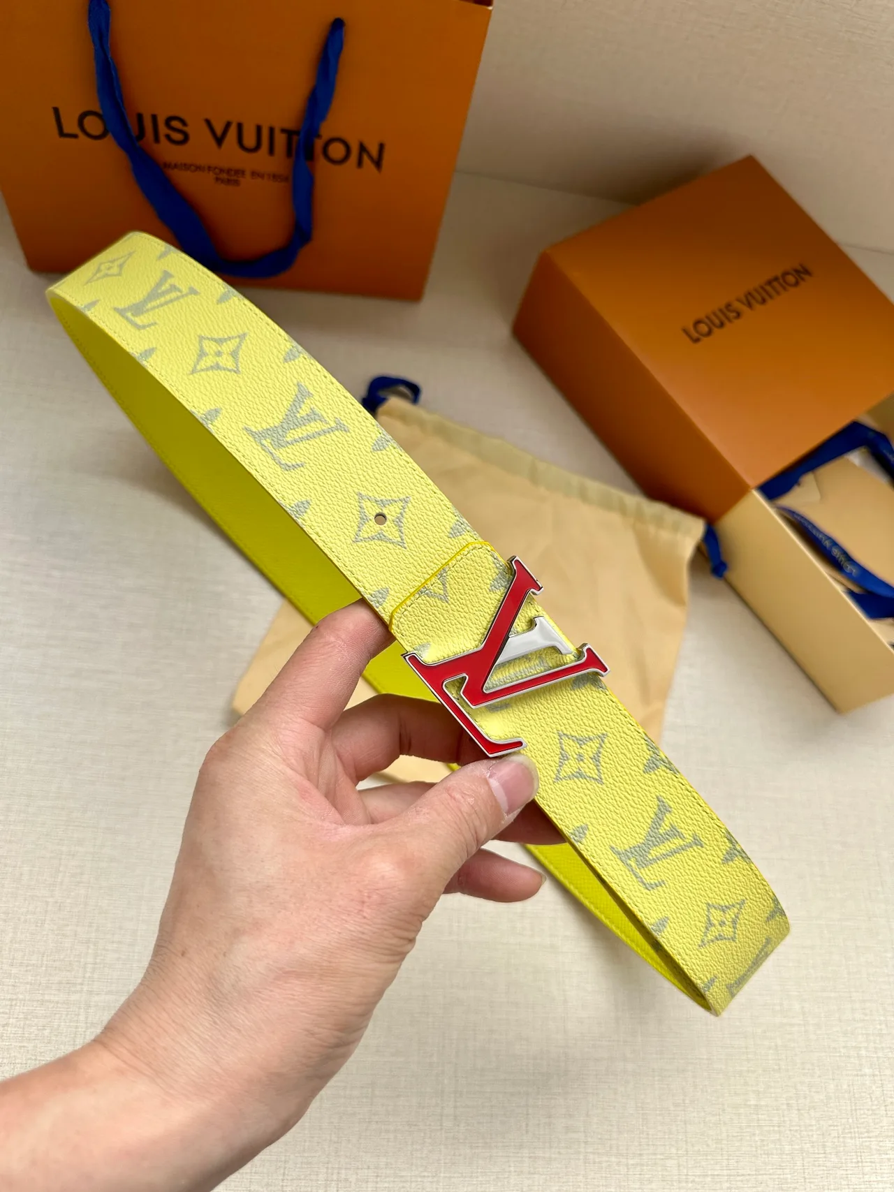 Louis Vuitton Canvas Belt in Yellow · view 1