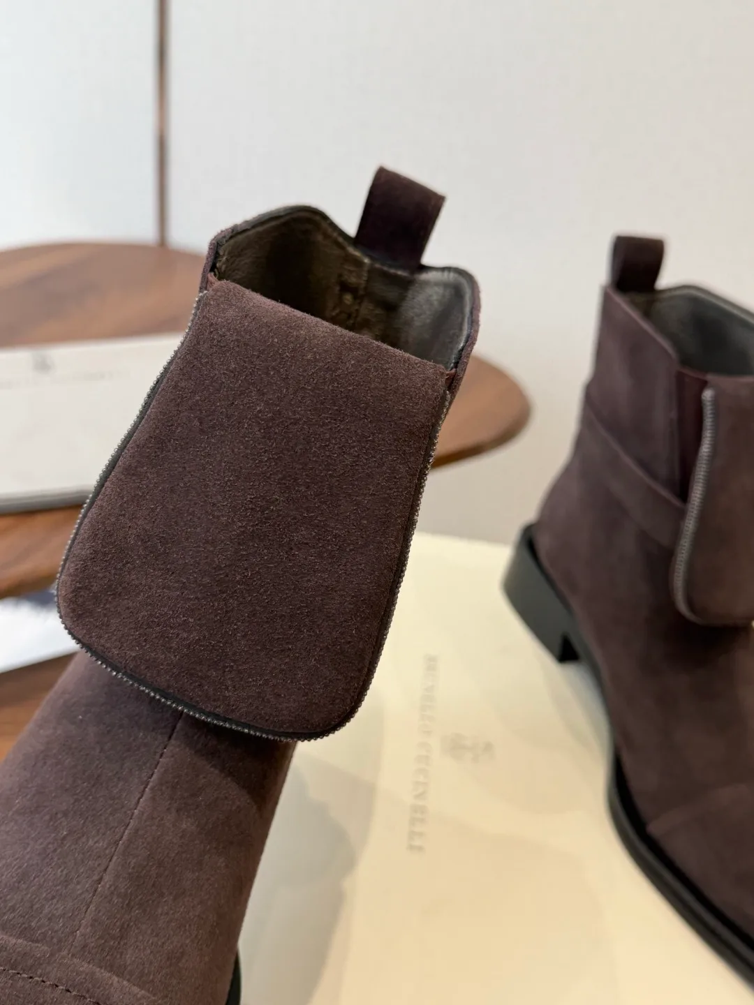 Brunello Cucinelli Matte Suede-Look Pointed-Toe Pumps in Brown · view 7