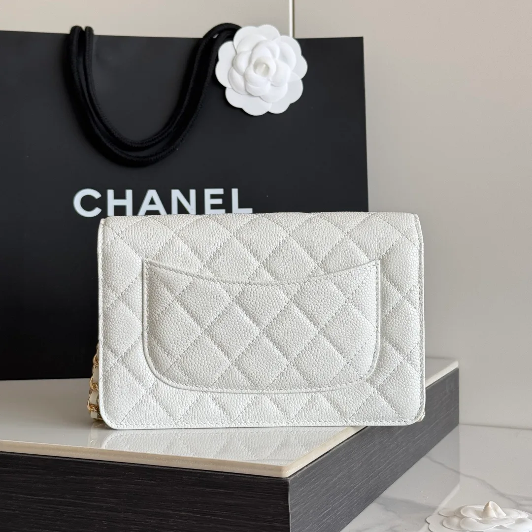 Chanel Calfskin Quilted Clutch in White · view 3