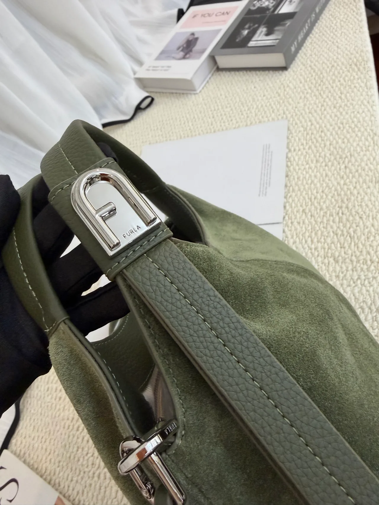 Furla Cowhide Hobo Bag in Green · view 4