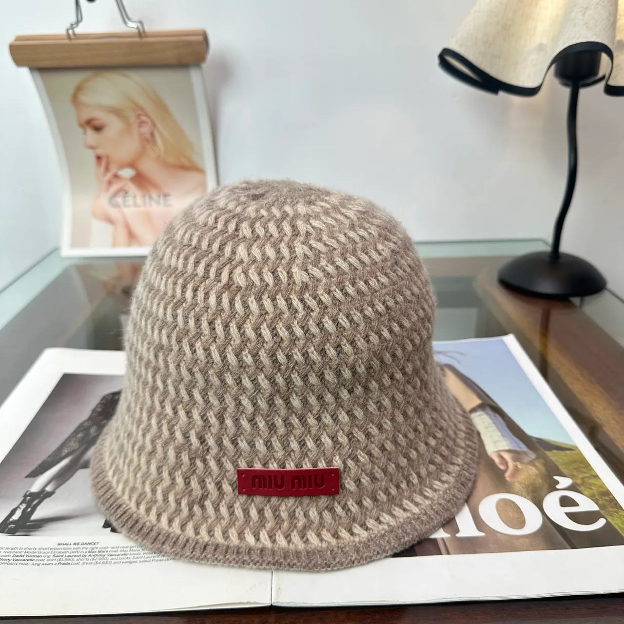 Miu Miu Bucket Hat in Beige & Black & Brown & Blue · view 1