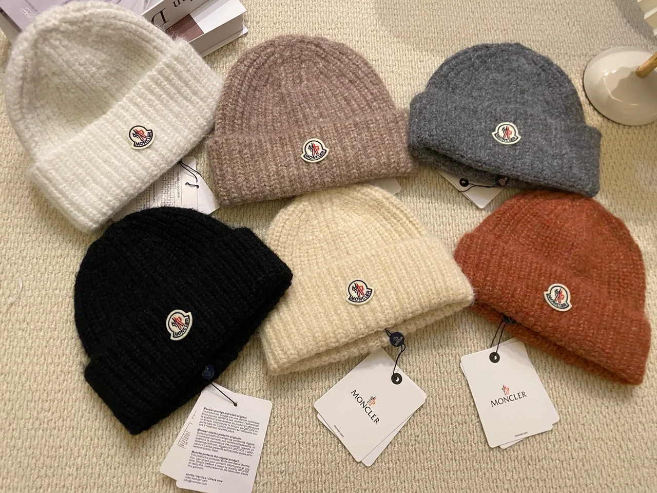 Moncler Beanie in White & Black & Beige & Grey & Brown · view 7