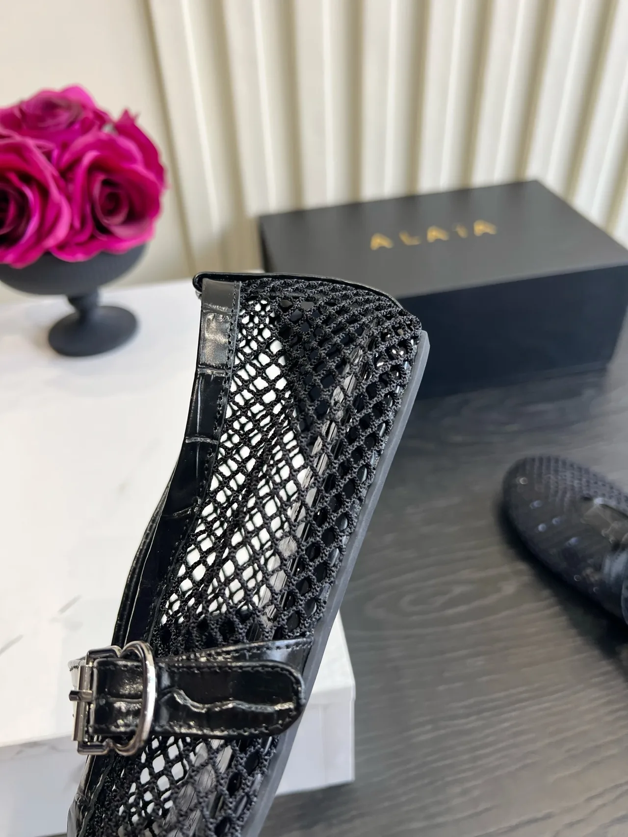 Alaia Sheepskin Ballet Flats in Black · view 8