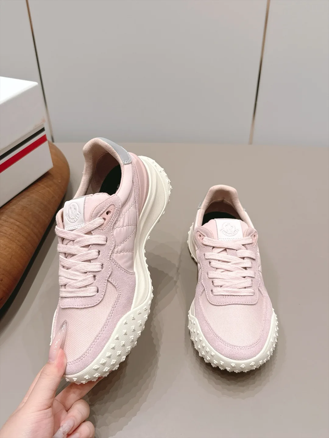 Moncler Suede Sneakers in Pink · view 4
