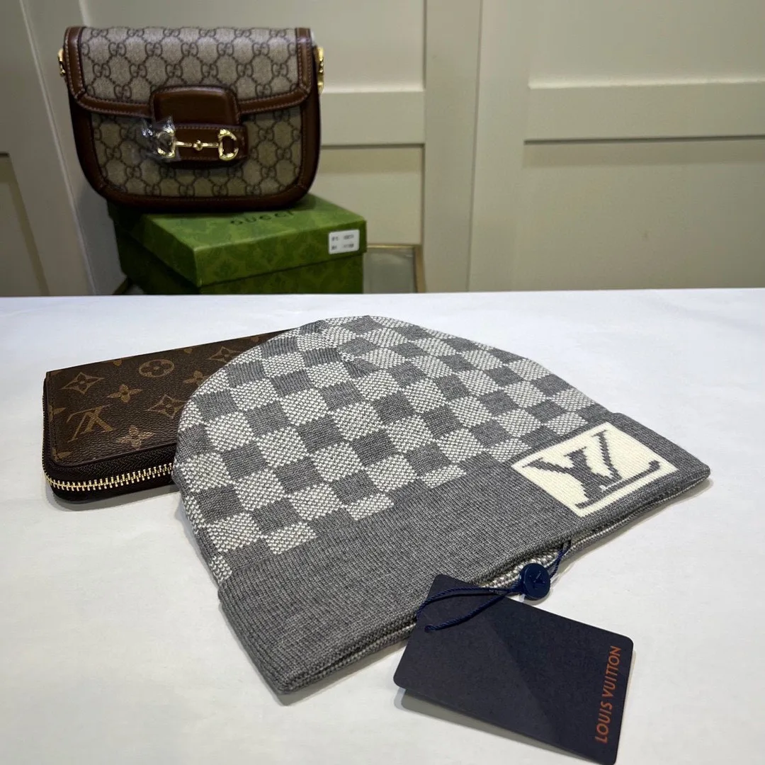 Louis Vuitton Check Beanie in Grey & Black · view 4