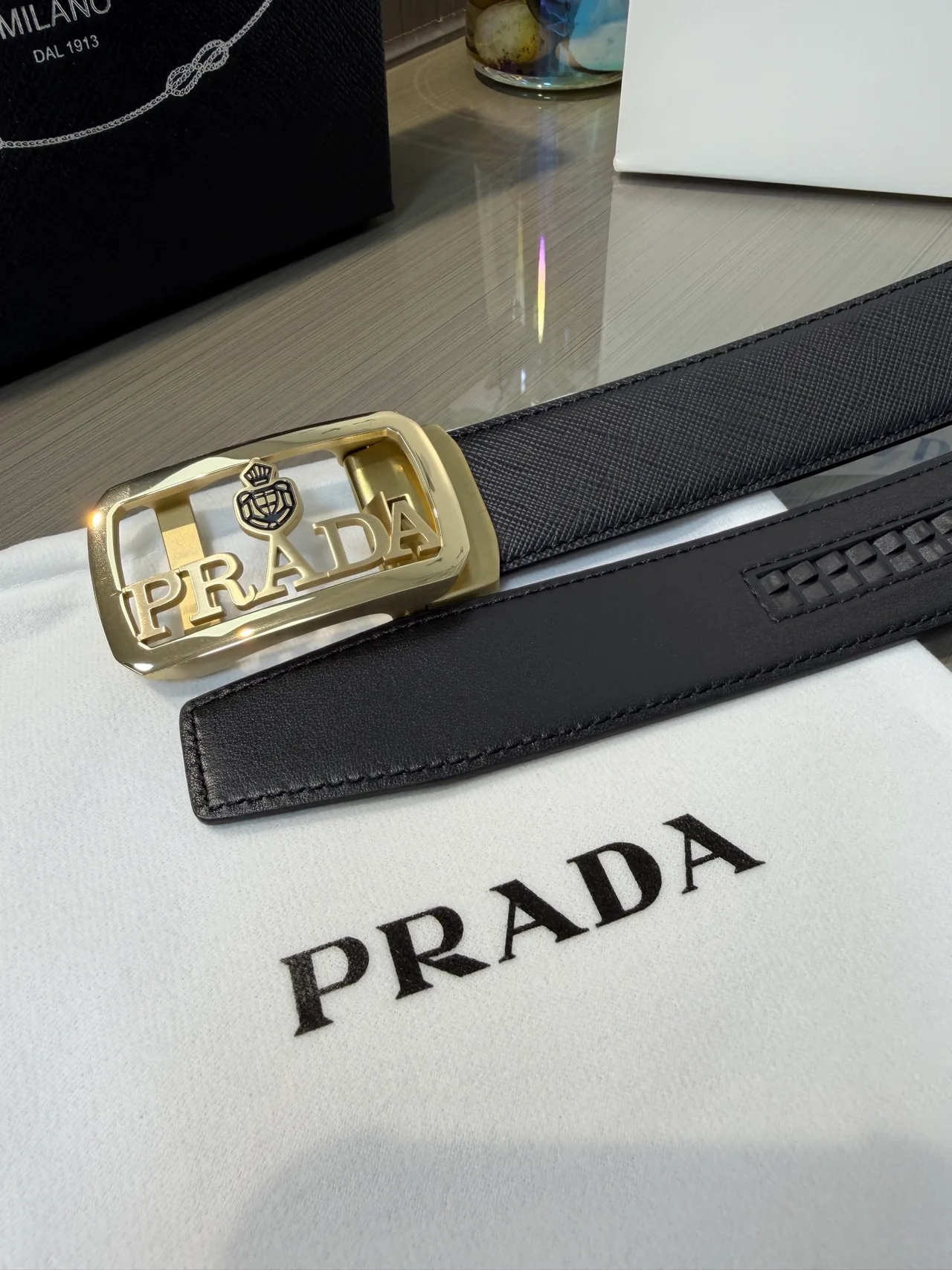 Prada Calfskin Belt in Black · view 6