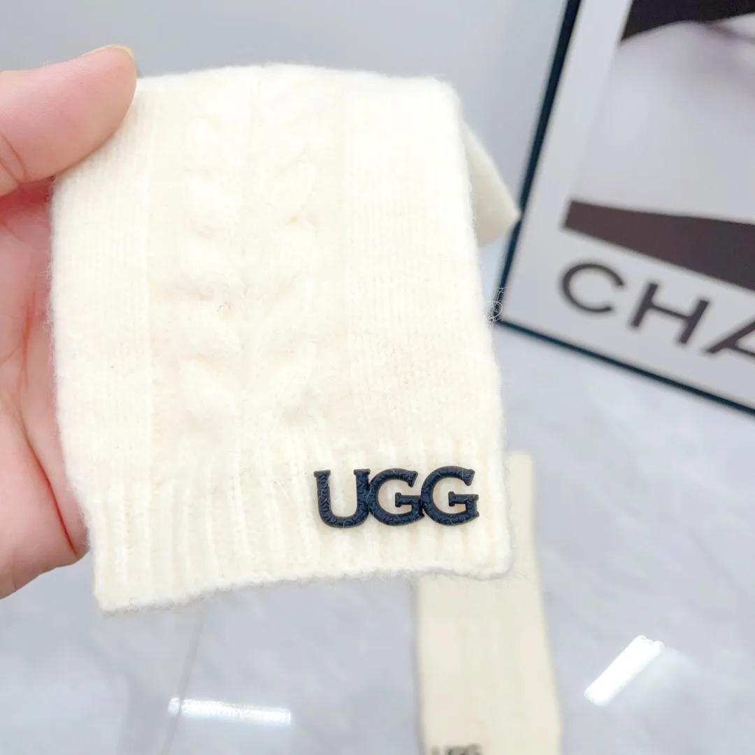 UGG Wool Embroidered Hat Scarf and Gloves Set in White · view 8