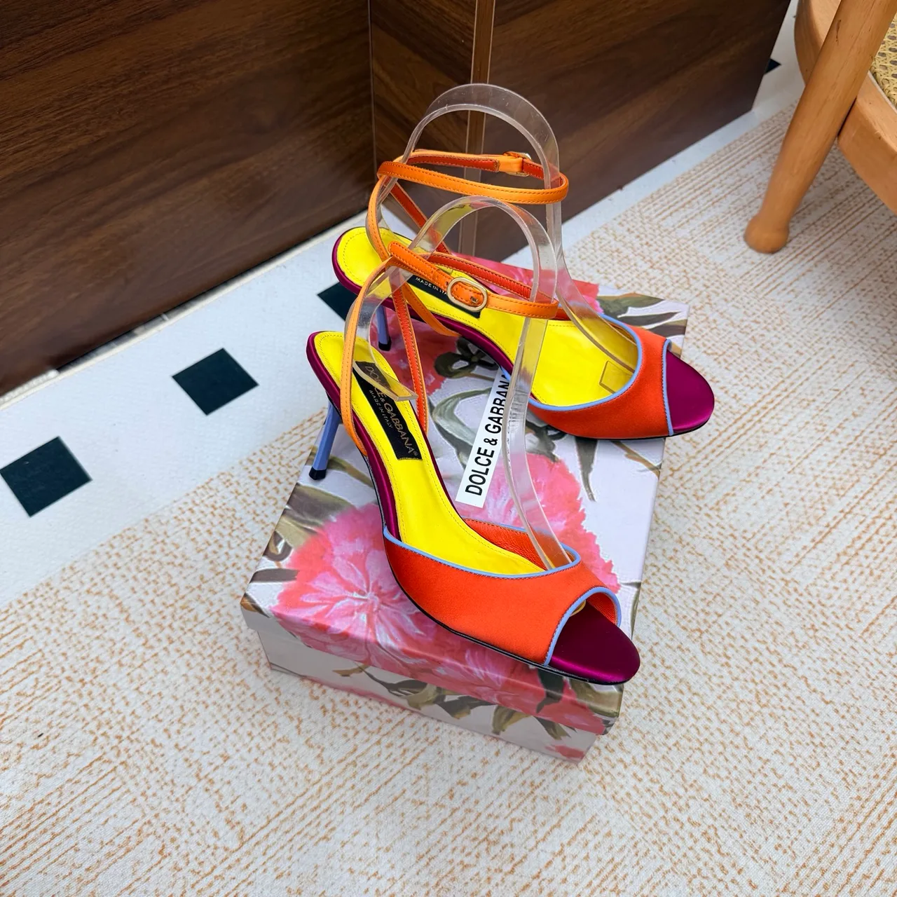 Dolce & Gabbana Peep-Toe Sandals in Orange · view 2