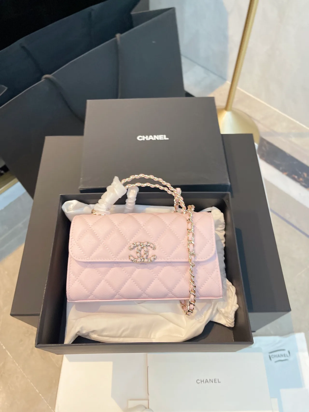 Chanel Mini Top-Handle Bag in Pink · view 3