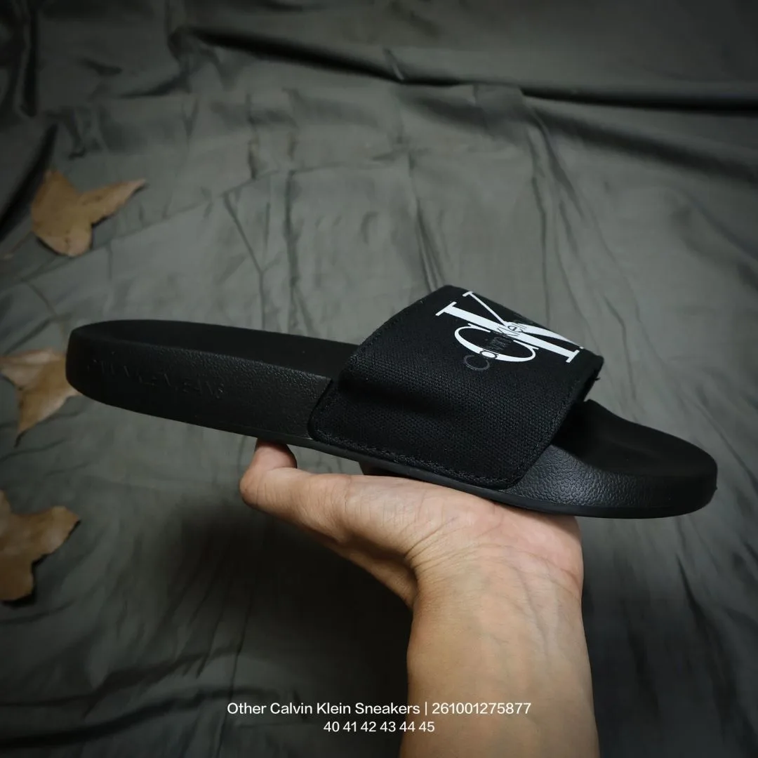 Calvin Klein CK Logo Slides in Black · view 1
