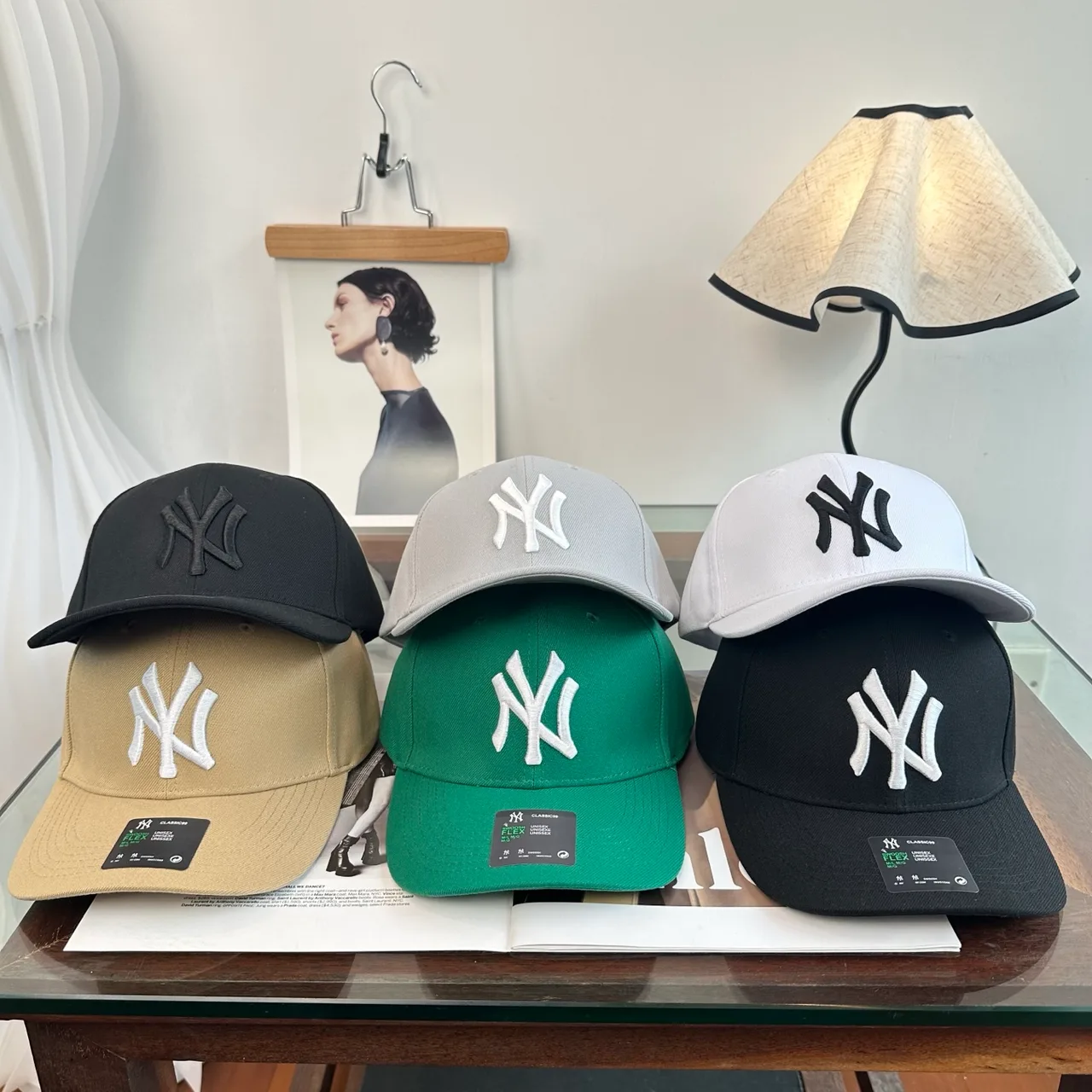 NY Letter Baseball Cap in Black & Grey & White & Brown & Green · view 1