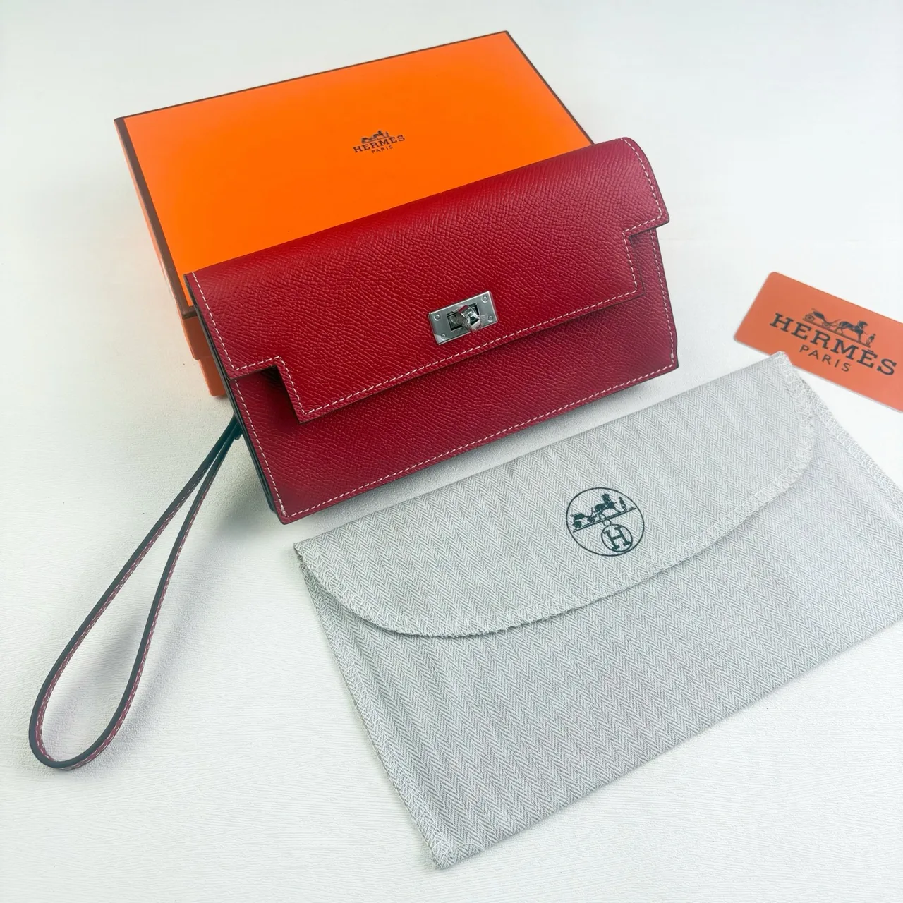 Hermes Wristlet Wallet in Orange & Blue & Grey & Black & White & Brown & Red · view 8