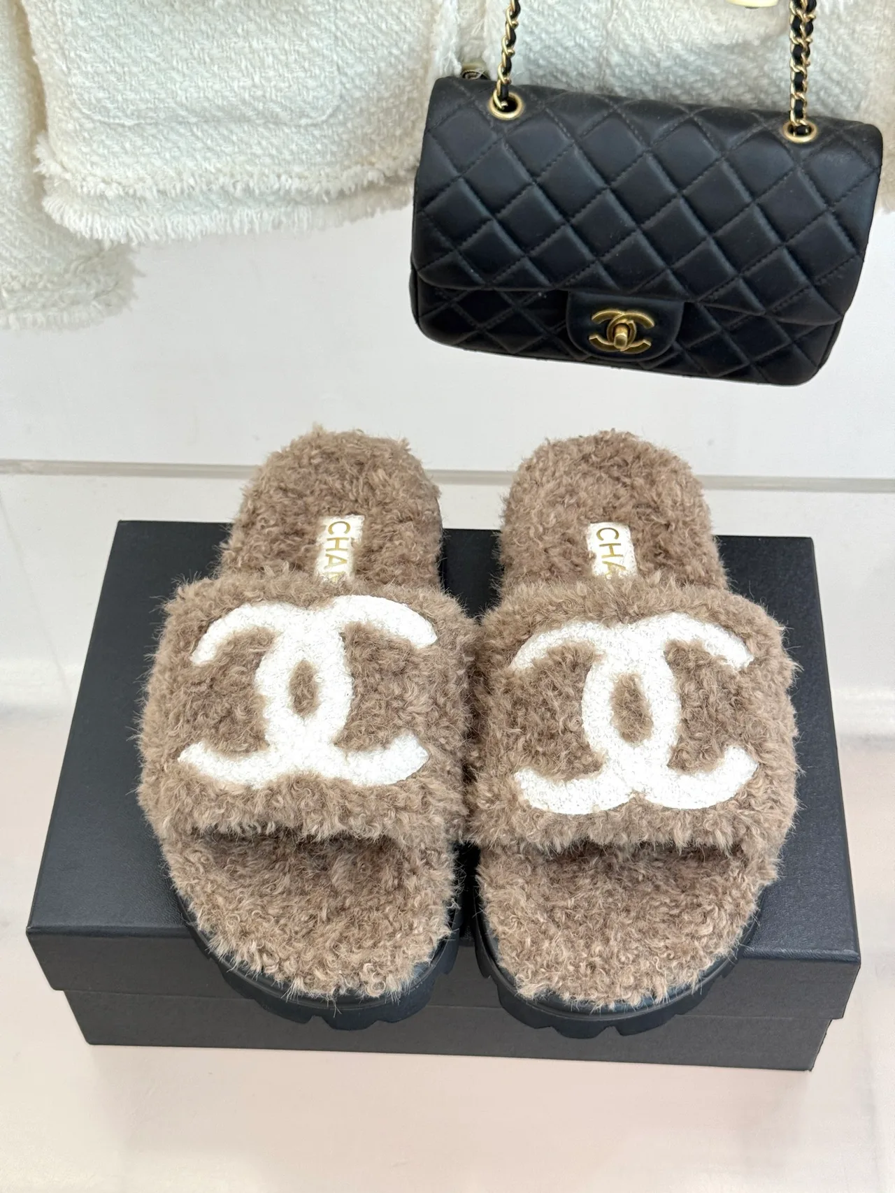 Chanel Denim Slippers in Grey · view 4