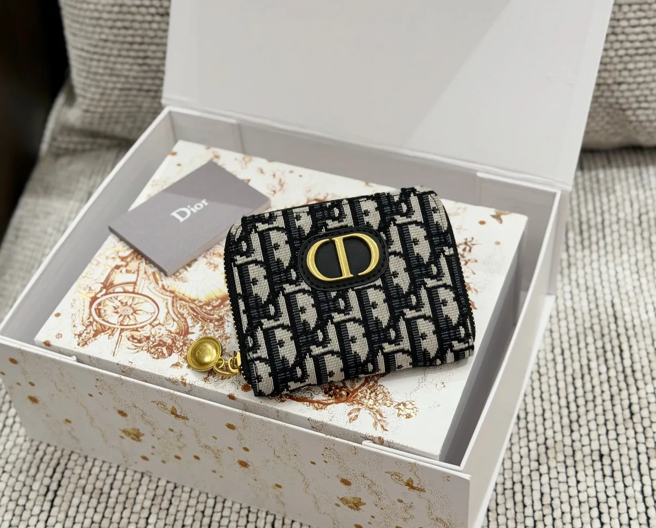 Dior CD zip wallet in White & Pink & Beige & Burgundy & Red & Black & Grey · view 7