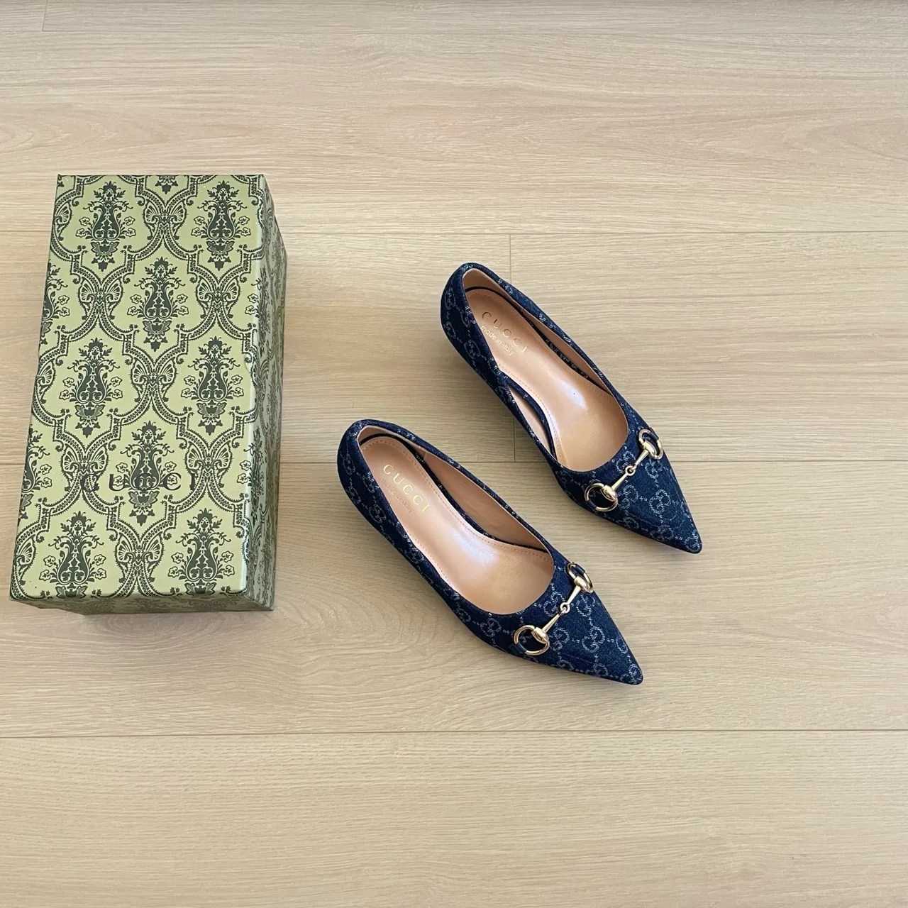 Gucci Monogram Kitten Heel Pumps in Blue · view 4
