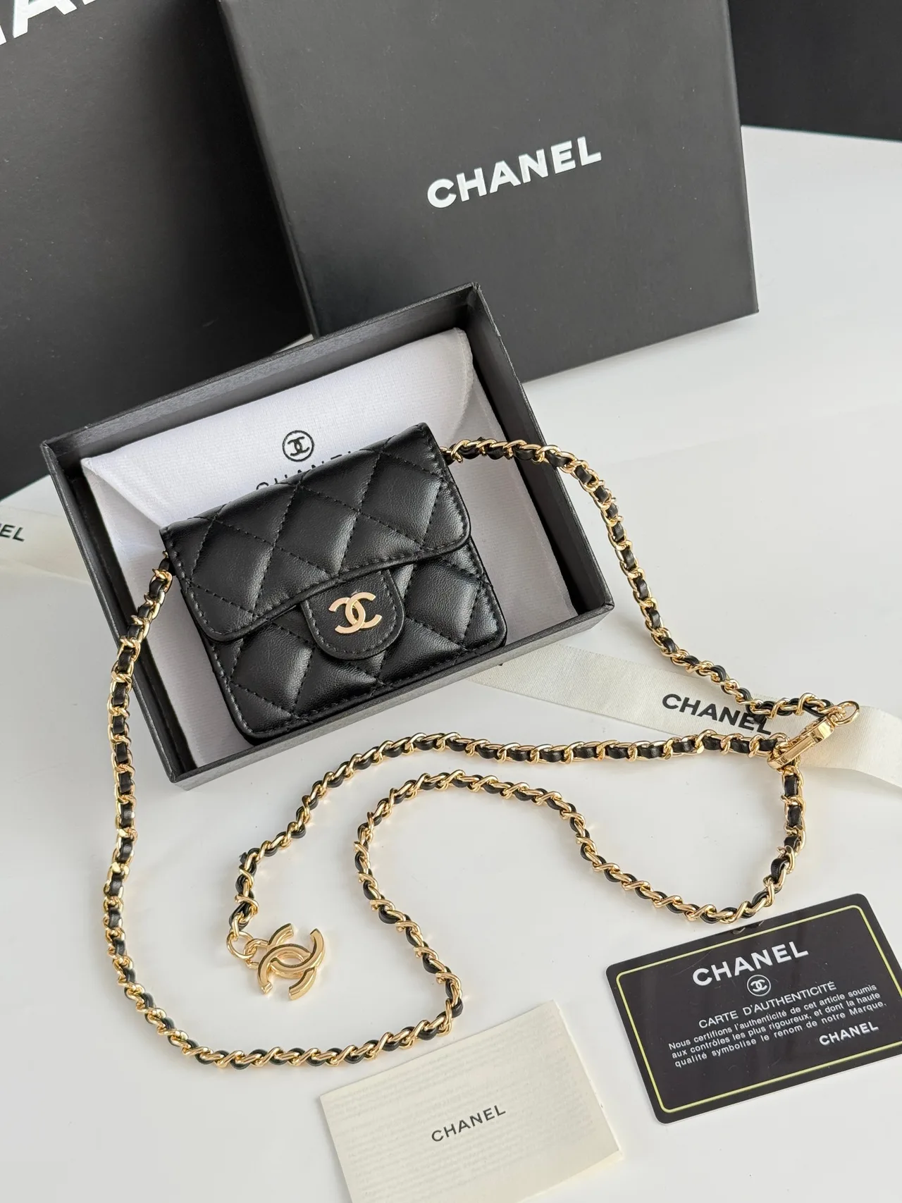 Chanel Chain Mini Wallet in Black · view 2