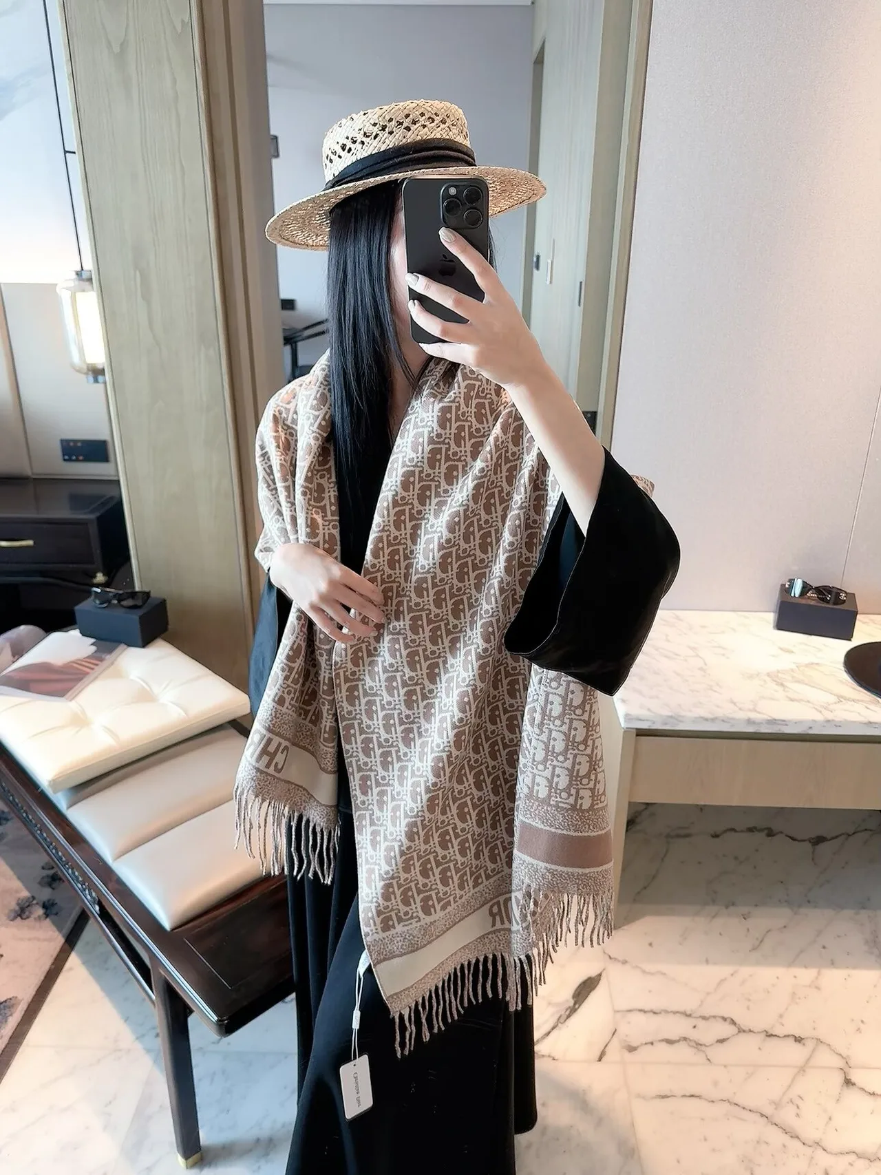 Dior Cashmere Scarf in Beige · view 2