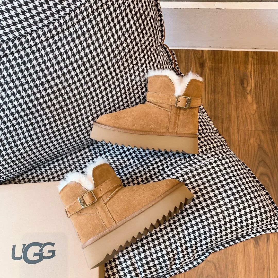 UGG Cowhide Wool Suede-Look Boots in Tan · view 4