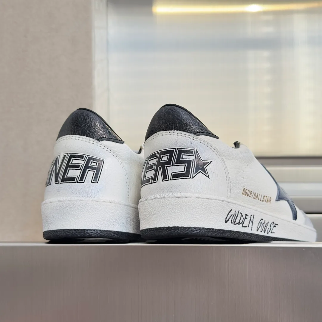 Golden Goose Cowhide Ball Star Sneakers in White · view 8
