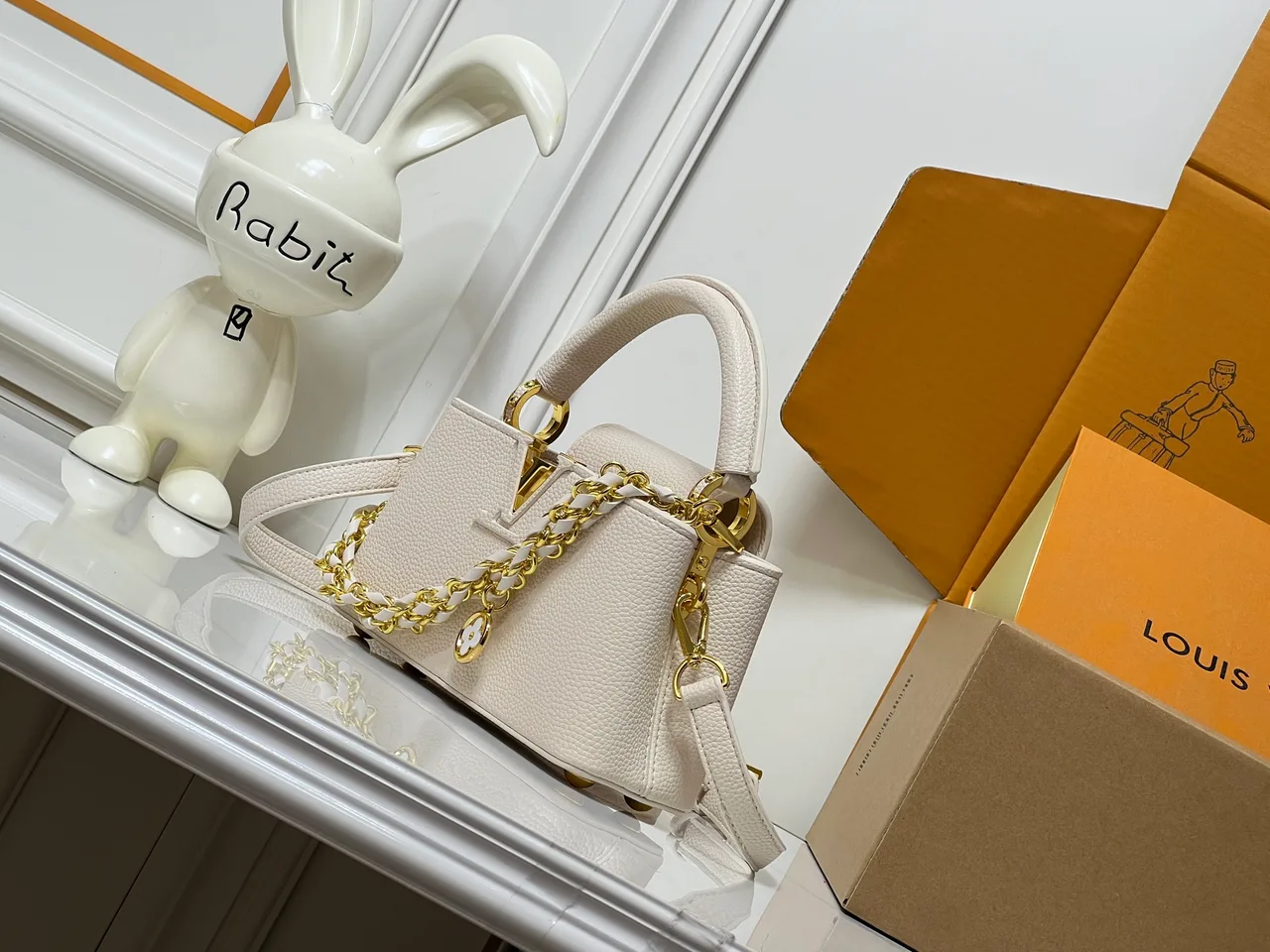 Louis Vuitton Cowhide Top-Handle Bag in White · view 3