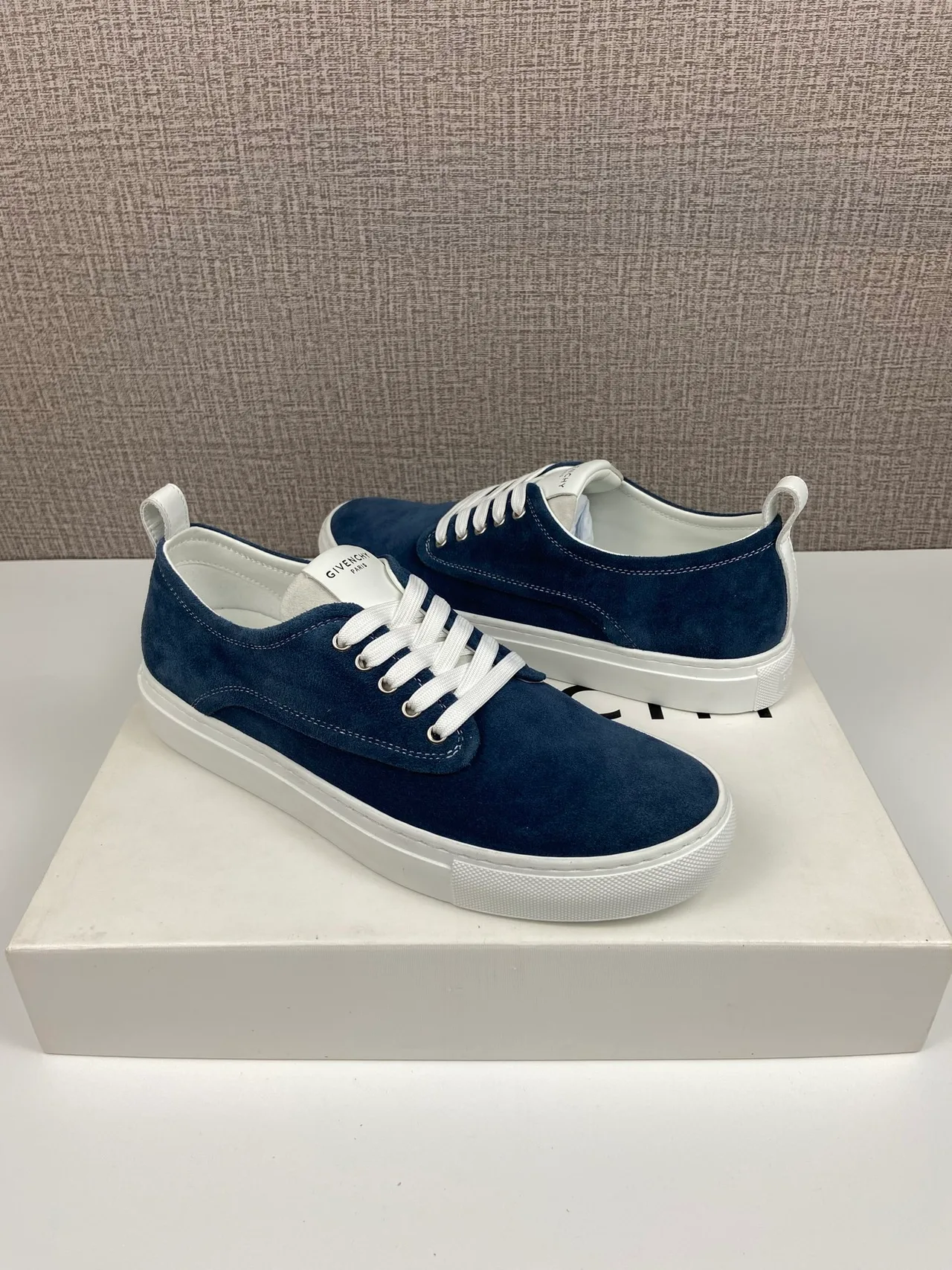 Givenchy Cowhide Suede-Look New City Sneakers in Blue · view 5
