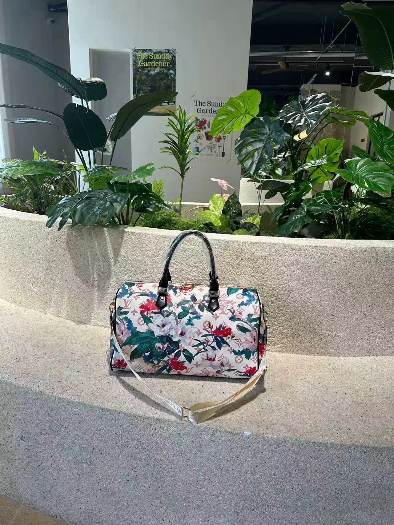 Louis Vuitton Floral Monogram Duffel Bag in White · view 7