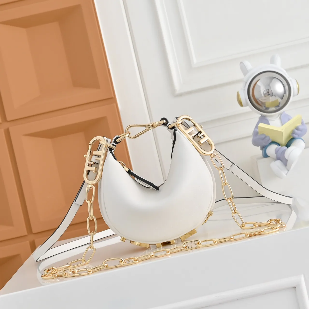Fendi Crescent Shoulder Bag in White · view 1