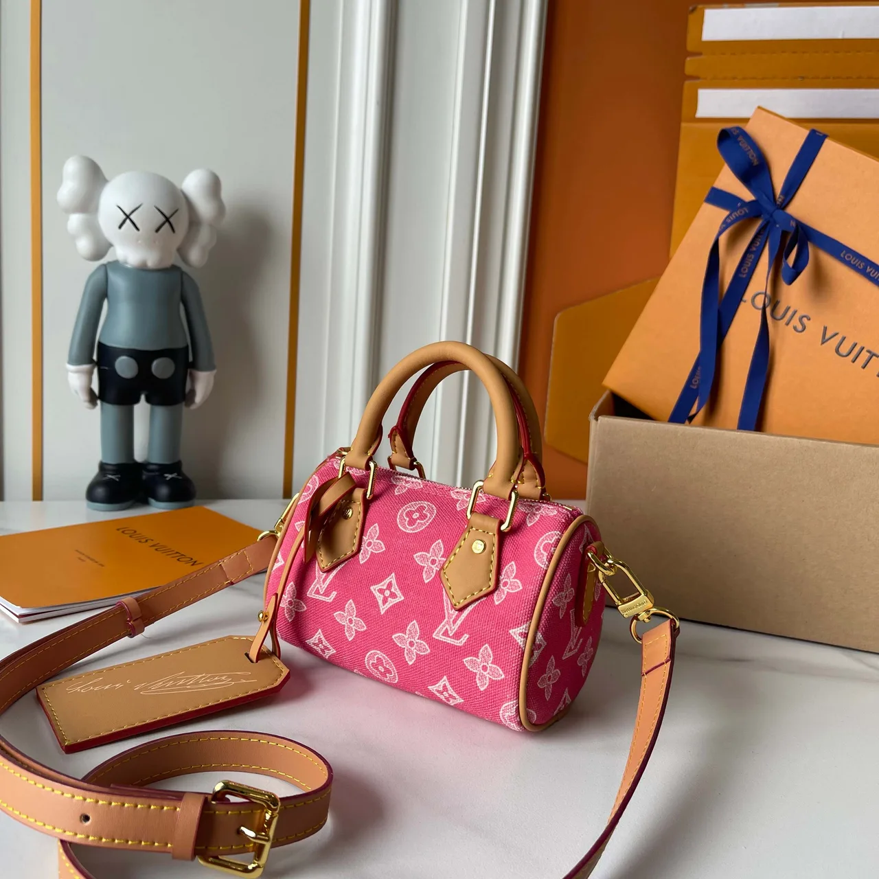 Louis Vuitton Cowhide Canvas Top-Handle Bag in Pink · view 3