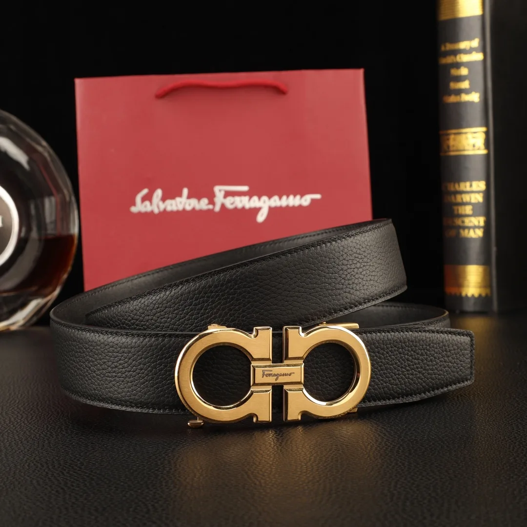 Ferragamo Smooth automatic Gancini belt in Black · view 4