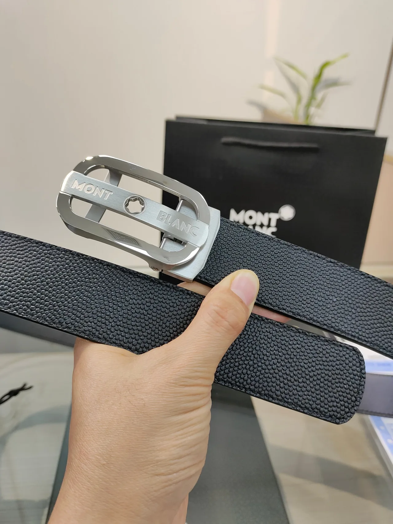 Montblanc Calfskin Belt in Black · view 2